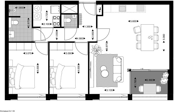 Floorplan - Rozenstraat Construction number D.302, 5014 AJ Tilburg